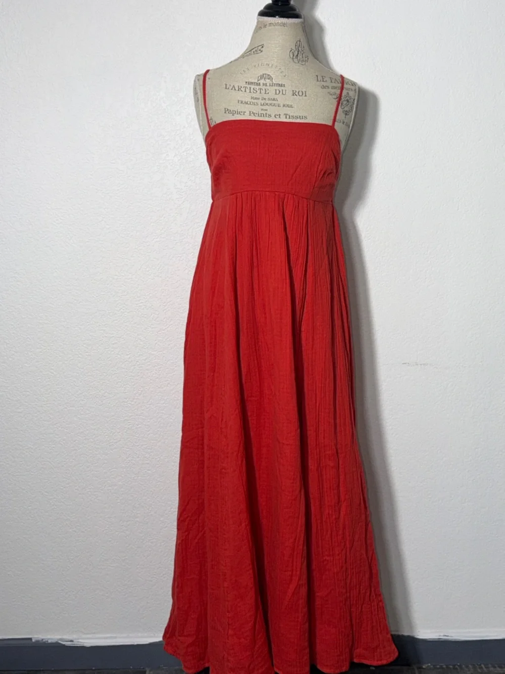 Abercrombie & Fitch Red Maxi Dress with Spaghetti Straps